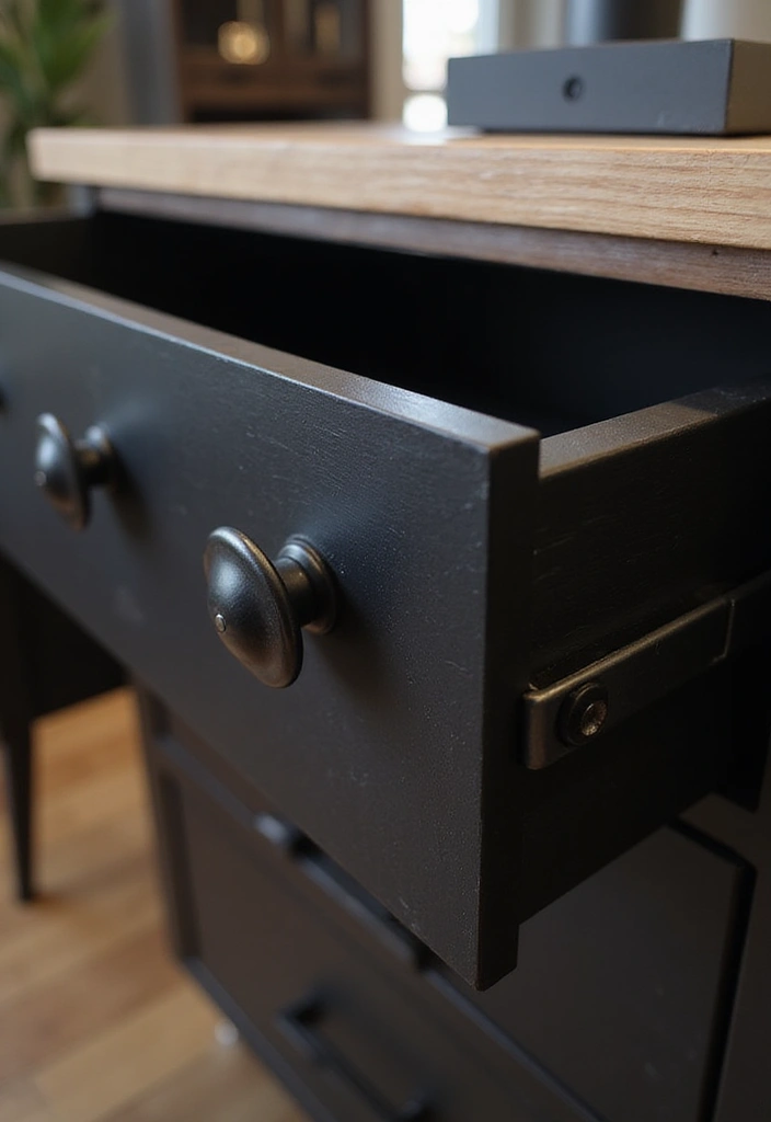 30 Black and Wood Office Ideas That Look Sleek and Masculine - 27. Unique Drawer Pulls