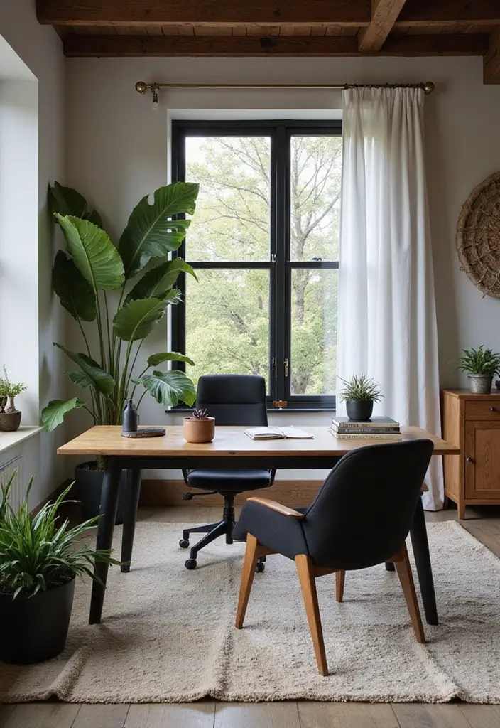 30 Black and Wood Office Ideas That Look Sleek and Masculine - 28. Eco-Friendly Materials