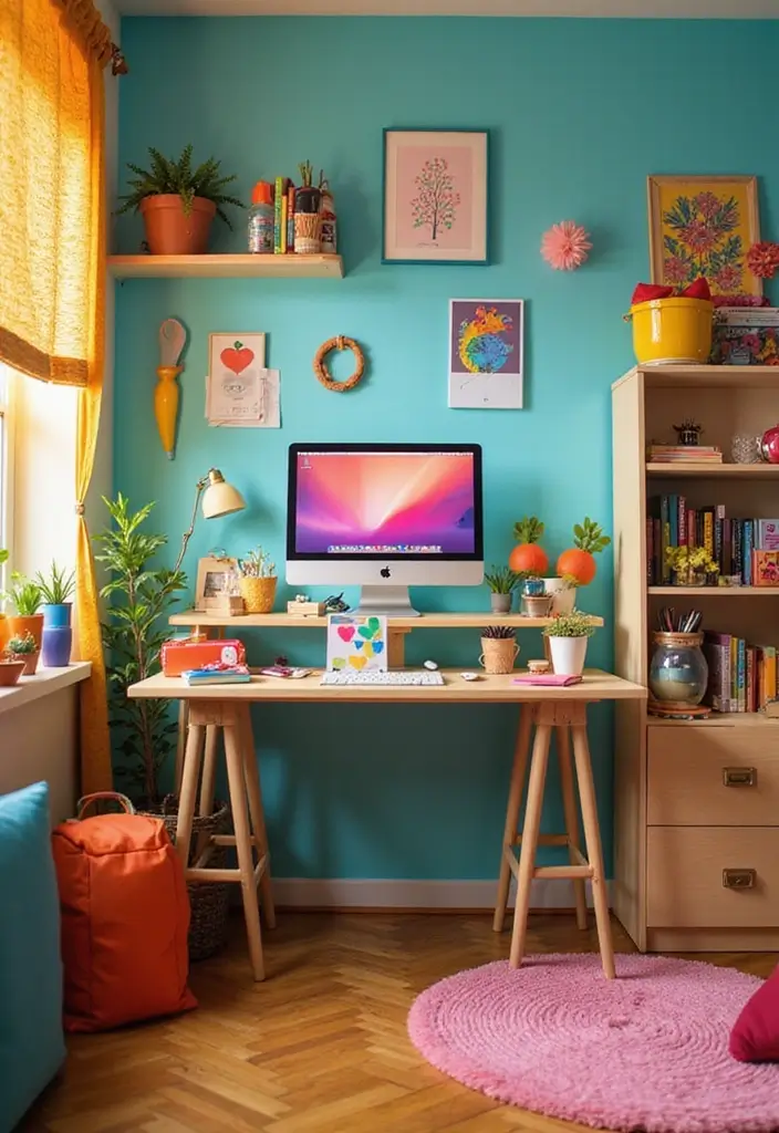 30 Bloxburg Office Ideas That Make Your Build Look Rich - 16. Playful Desk Setup