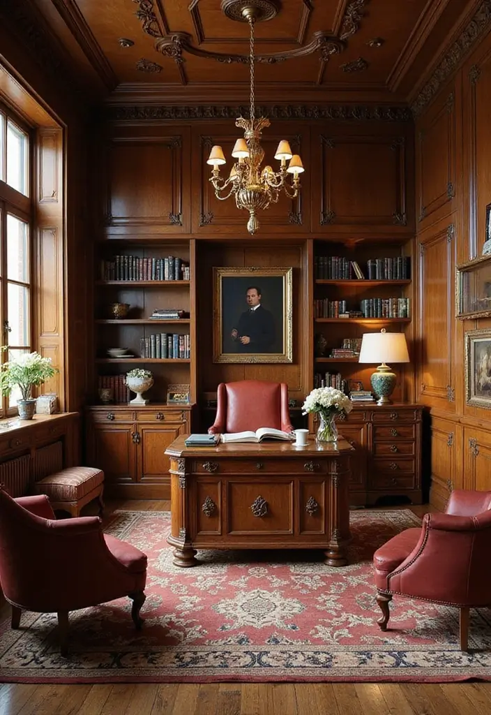 30 Bloxburg Office Ideas That Make Your Build Look Rich - 6. Classic Elegance with Vintage Touches