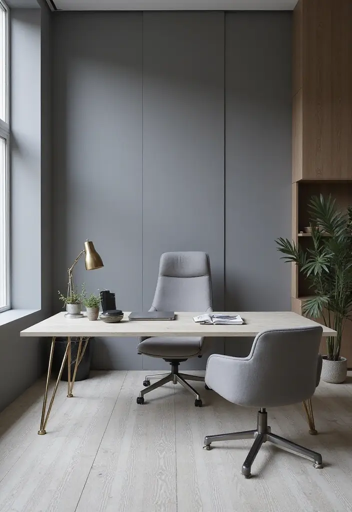 30 Classy Office Decor Ideas That Scream “CEO Energy” - 1. Monochromatic Color Palette
