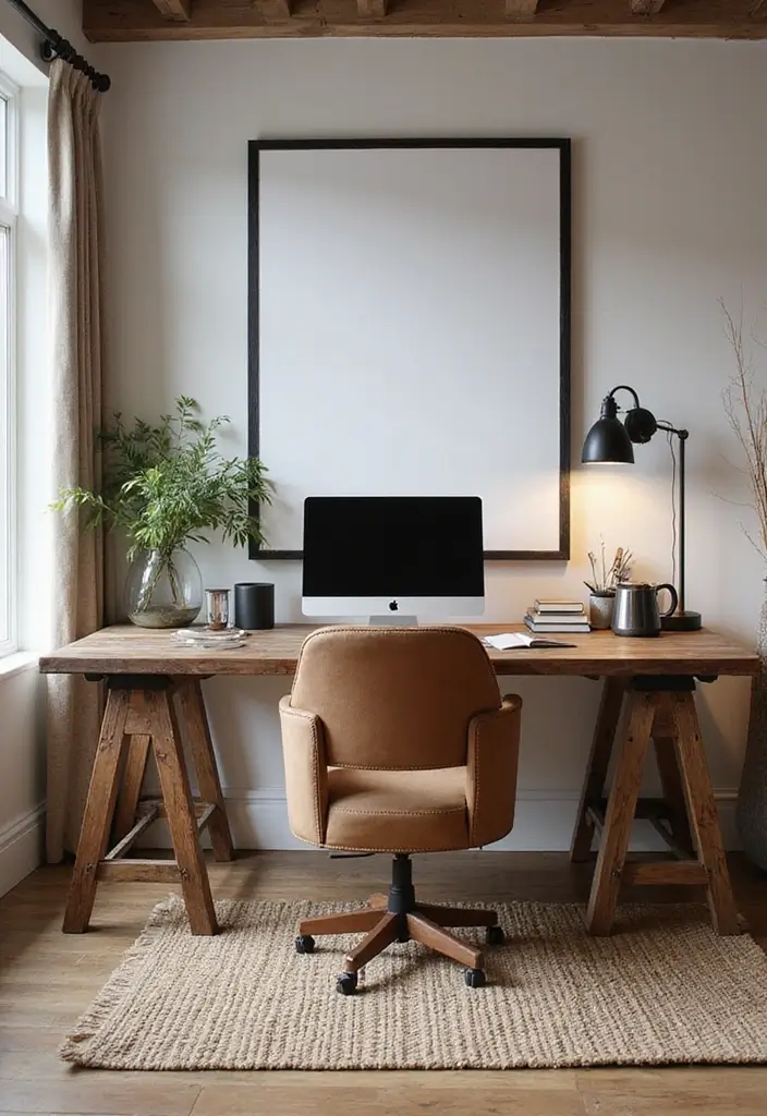 30 Classy Office Decor Ideas That Scream “CEO Energy” - 29. Rustic Elegance