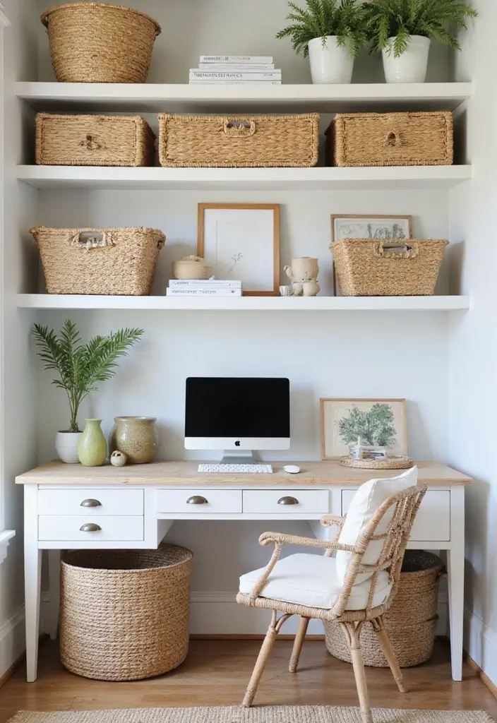 30 Coastal Home Office Ideas That Feel Fresh + Beachy - 10. Creative Storage Solutions