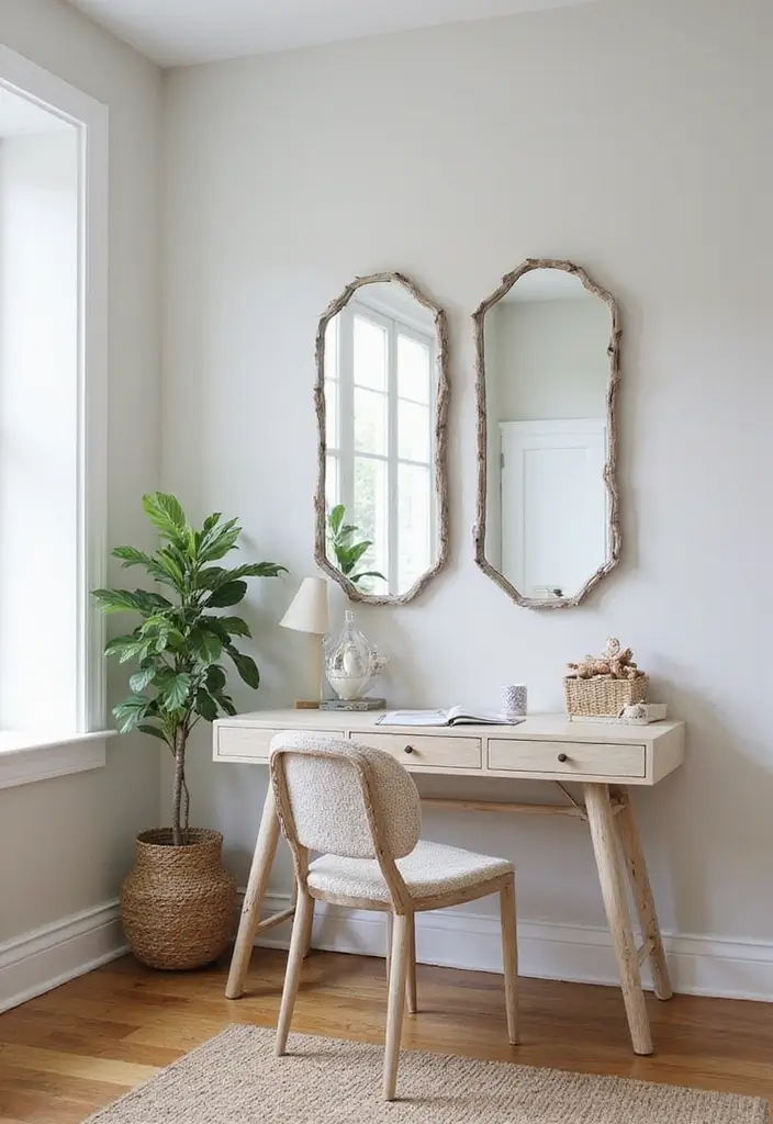 30 Coastal Home Office Ideas That Feel Fresh + Beachy - 15. Reflective Elements