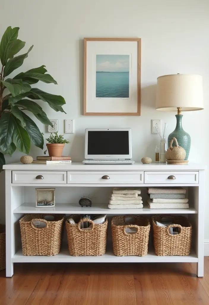 30 Coastal Home Office Ideas That Feel Fresh + Beachy - 17. Stylish File Organization