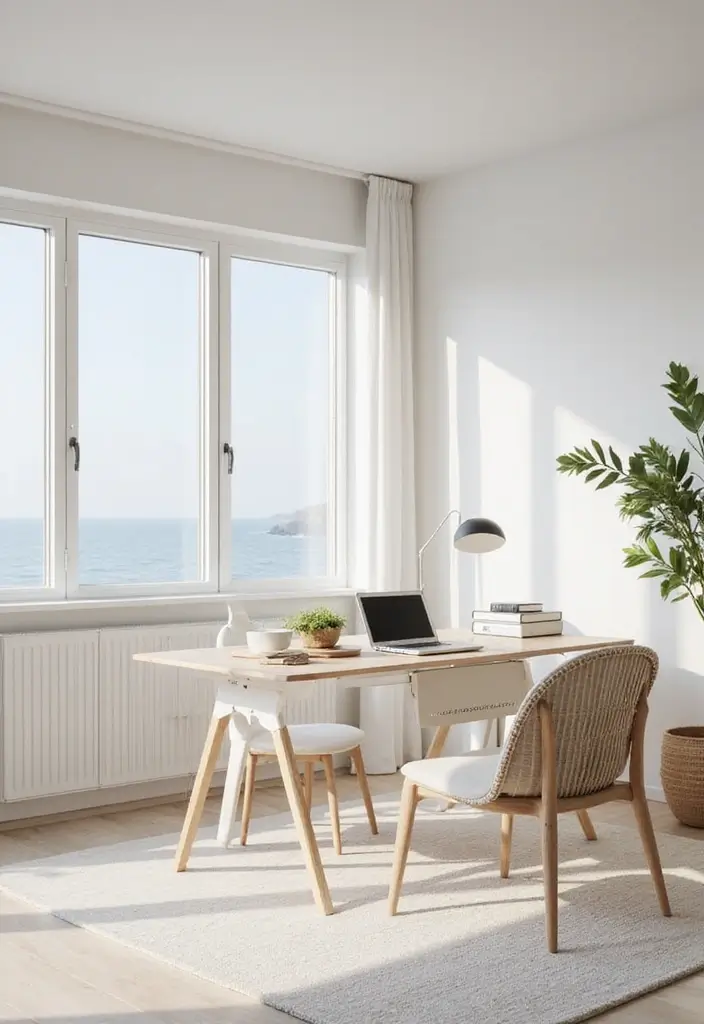 30 Coastal Home Office Ideas That Feel Fresh + Beachy - 18. Embrace Minimalism