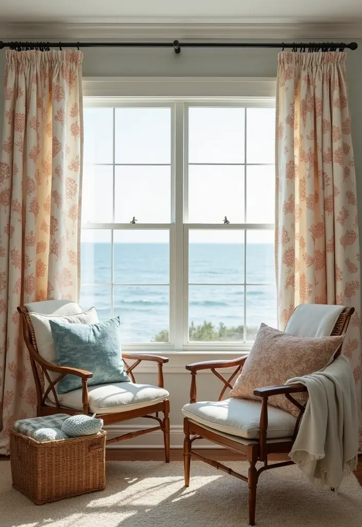 30 Coastal Home Office Ideas That Feel Fresh + Beachy - 22. Ocean-Inspired Textiles