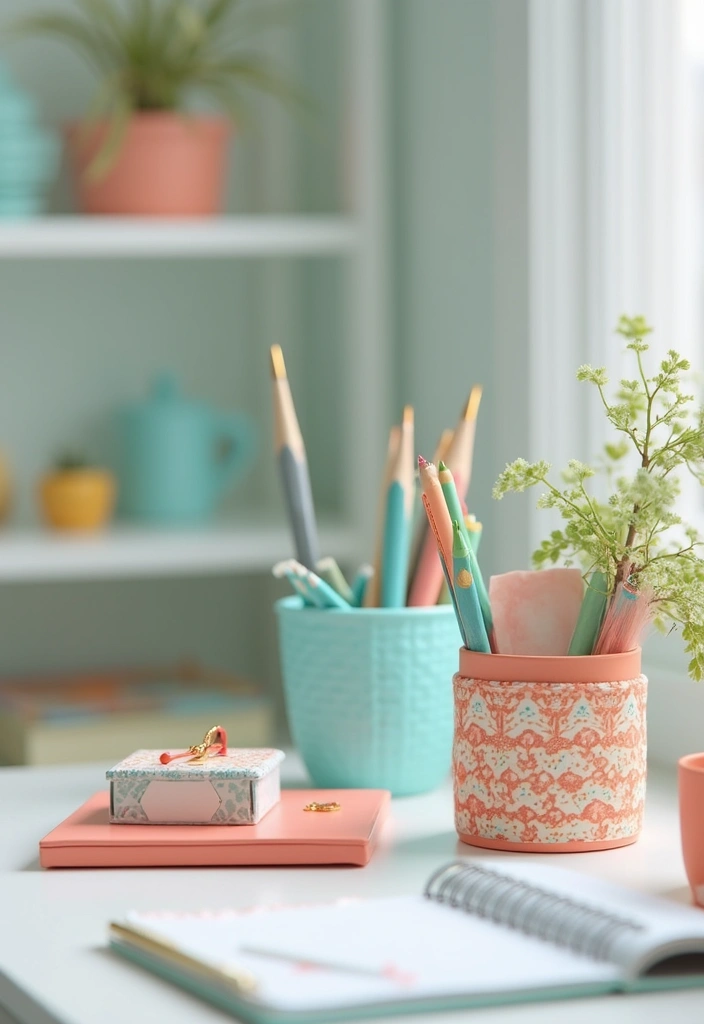 30 Coastal Home Office Ideas That Feel Fresh + Beachy - 24. Colorful Stationery