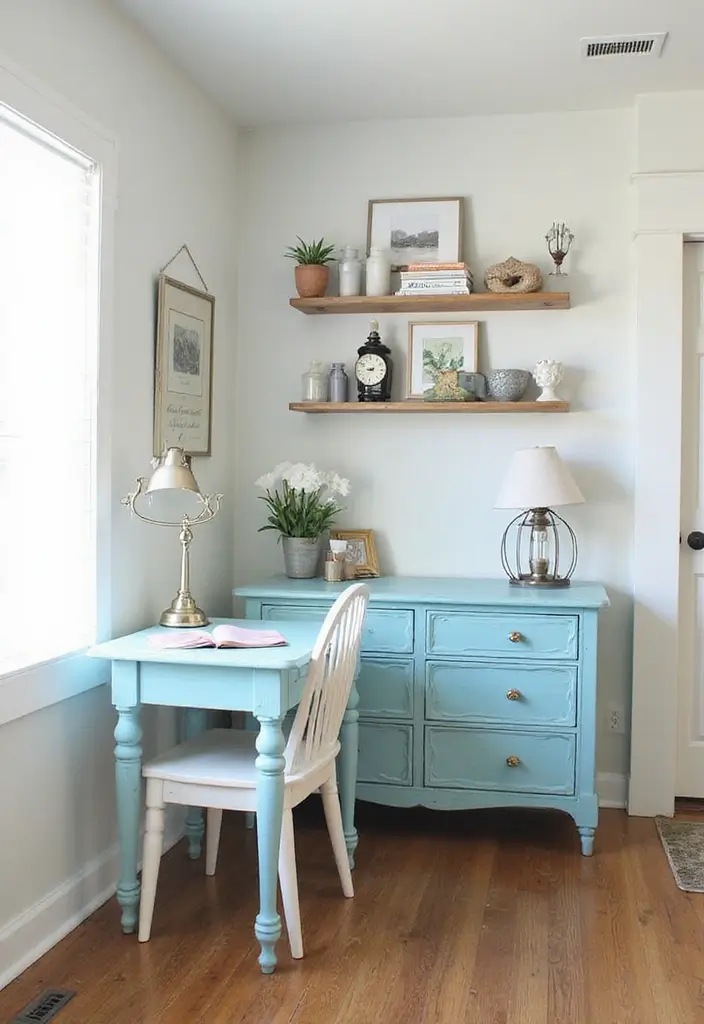 30 Coastal Home Office Ideas That Feel Fresh + Beachy - 6. Upcycled Furniture Finds