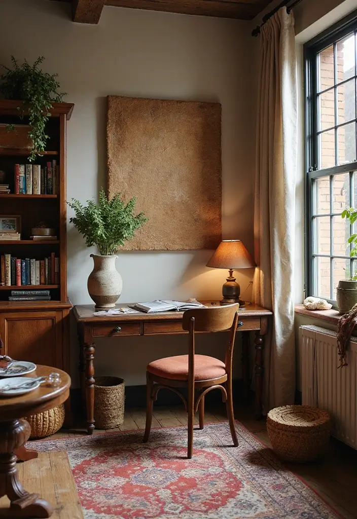 30 Cottage Office Ideas Straight Out of a Storybook - 11. Earthy Textures