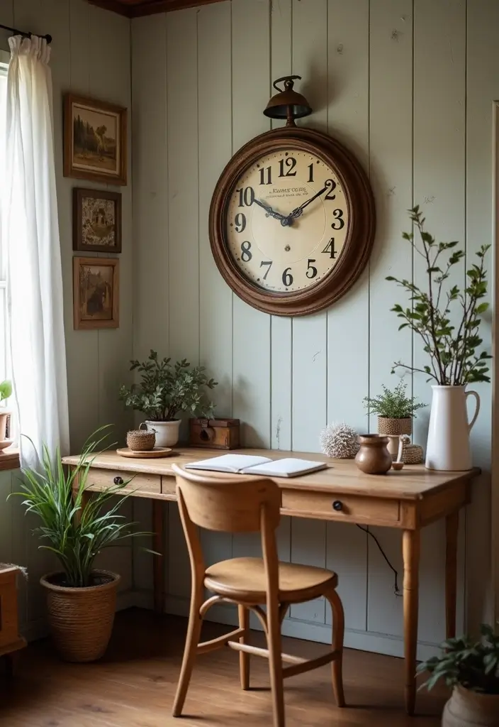 30 Cottage Office Ideas Straight Out of a Storybook - 15. Rustic Clock Designs