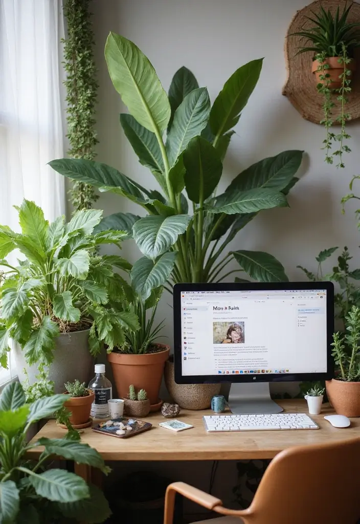 30 Cottage Office Ideas Straight Out of a Storybook - 3. Nature-Inspired Decor