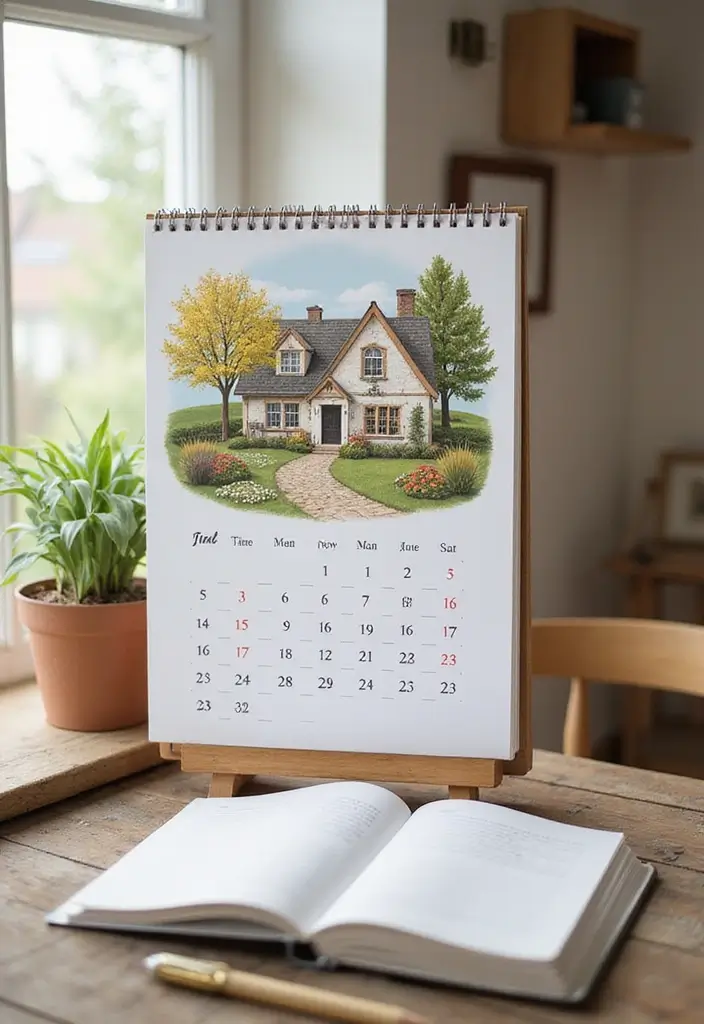 30 Cottagecore Office Ideas for Soft Whimsical Work Vibes - 19. Cottagecore-Themed Calendars