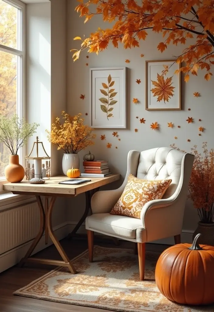 30 Cottagecore Office Ideas for Soft Whimsical Work Vibes - 30. Seasonal Decor Rotations