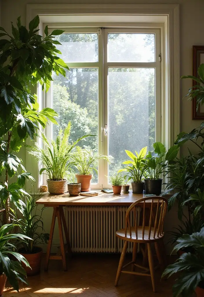 30 Cottagecore Office Ideas for Soft Whimsical Work Vibes - 5. Natural Light and Greenery