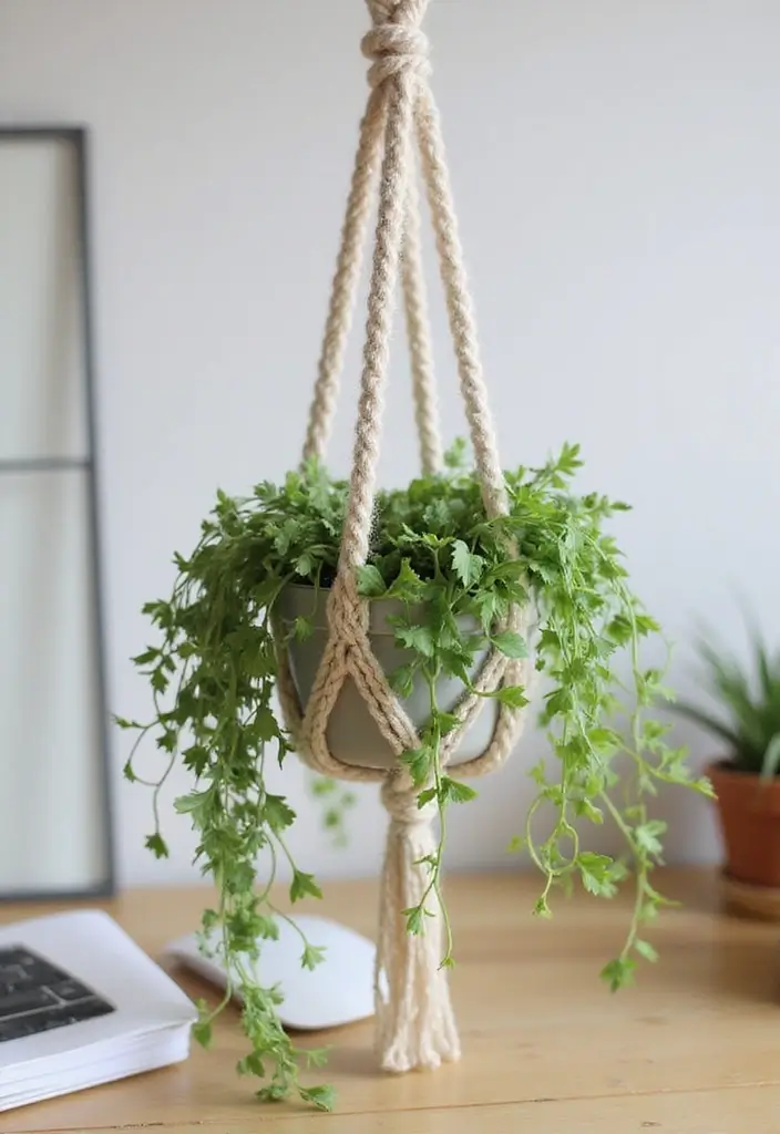 30 Cozy Crochet Office Decor Ideas That Are Cozy AND Cheap - 1. Crochet Plant Hanger