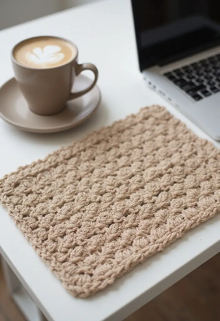 30 Cozy Crochet Office Decor Ideas That Are Cozy AND Cheap - 2. Cozy Crochet Desk Pad