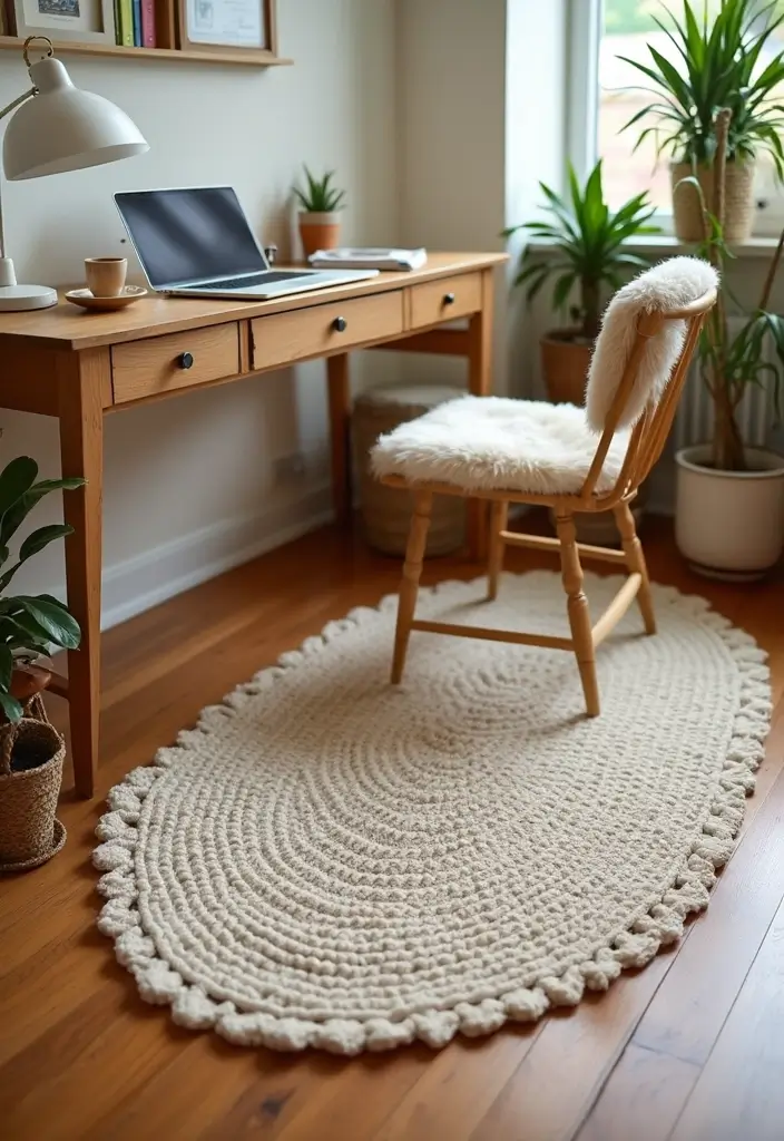 30 Cozy Crochet Office Decor Ideas That Are Cozy AND Cheap - 21. Crochet Rug