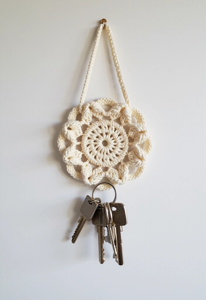 30 Cozy Crochet Office Decor Ideas That Are Cozy AND Cheap - 24. Crochet Key Holder