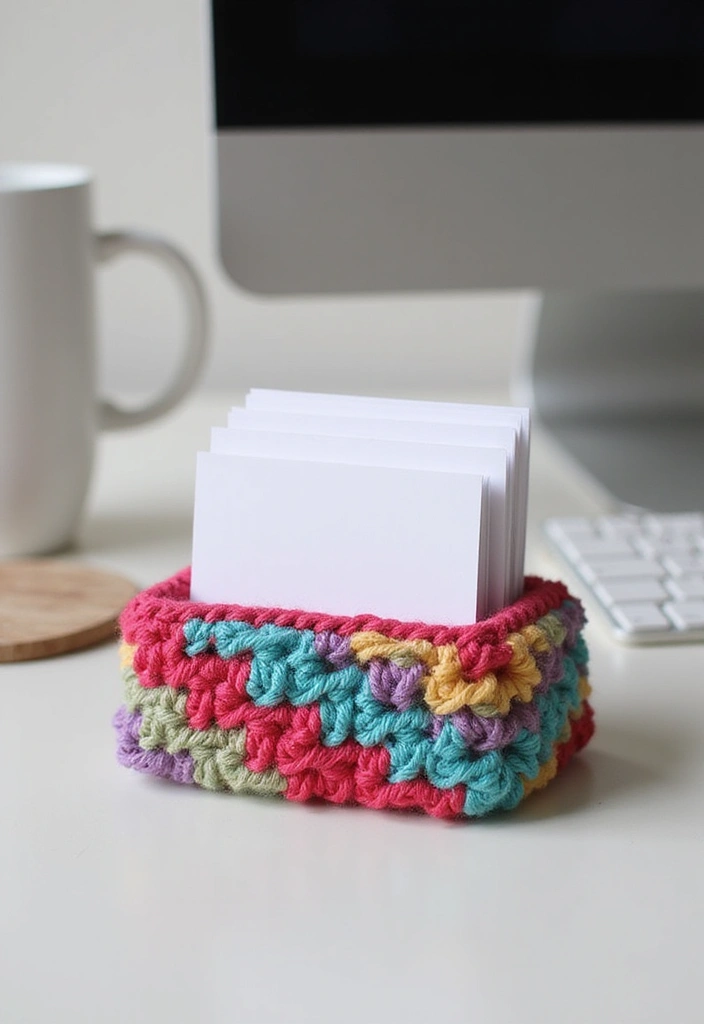 30 Cozy Crochet Office Decor Ideas That Are Cozy AND Cheap - 25. Crochet Business Card Holder