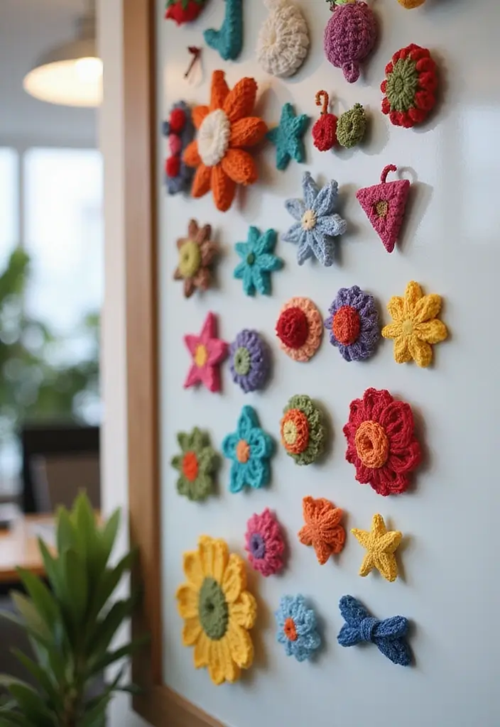 30 Cozy Crochet Office Decor Ideas That Are Cozy AND Cheap - 26. Crochet Fridge Magnets