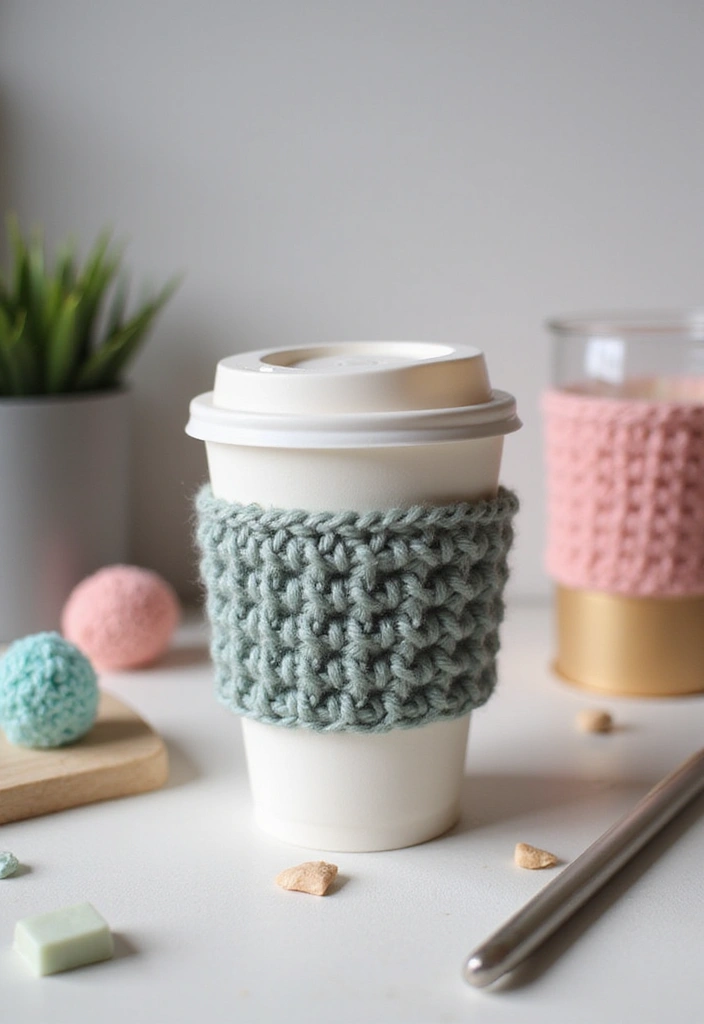 30 Cozy Crochet Office Decor Ideas That Are Cozy AND Cheap - 27. Crochet Cup Sleeves