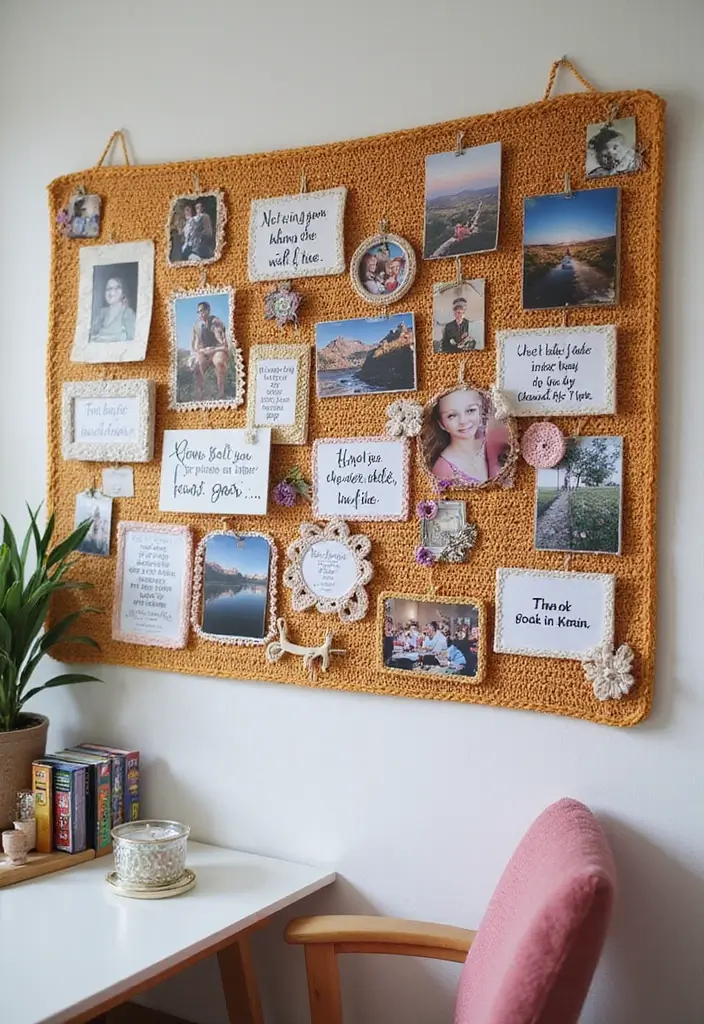 30 Cozy Crochet Office Decor Ideas That Are Cozy AND Cheap - 30. Crochet Inspiration Board