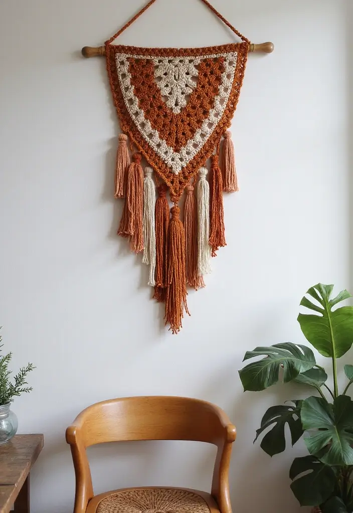 30 Cozy Crochet Office Decor Ideas That Are Cozy AND Cheap - 6. Crochet Wall Hanging
