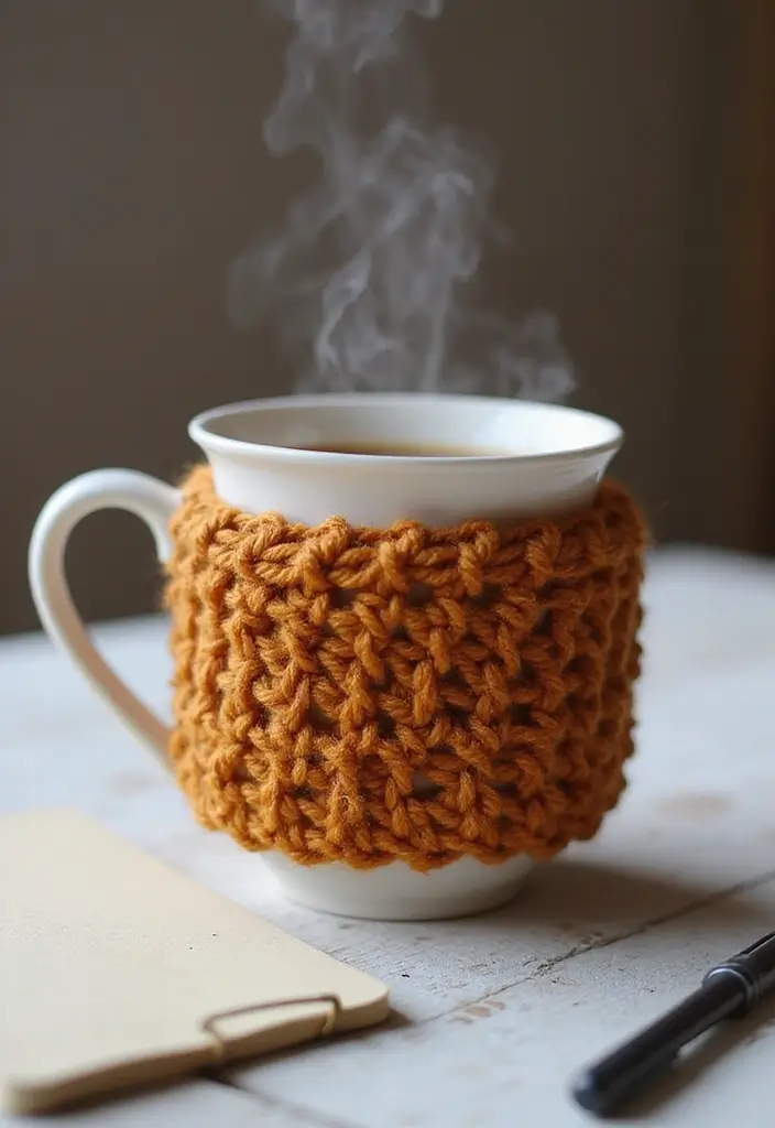 30 Cozy Crochet Office Decor Ideas That Are Cozy AND Cheap - 8. Crochet Mug Cozy