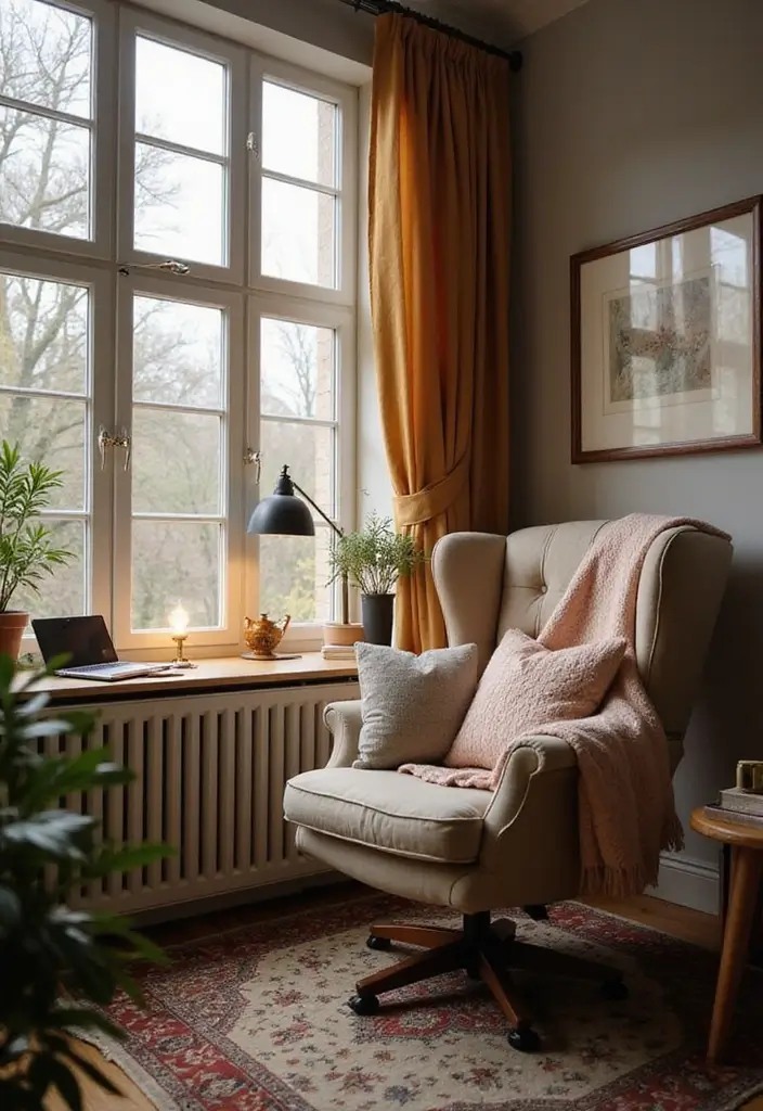 30 Cozy Office Decor Ideas for Fall/Winter Work Days - 12. Cozy Work Nooks