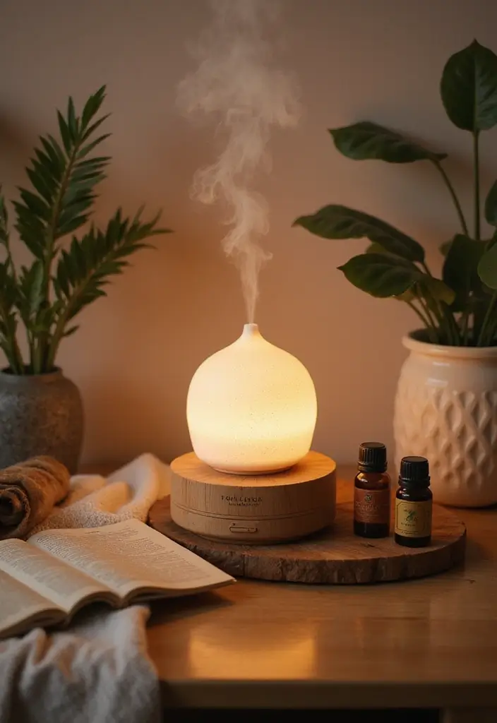 30 Cozy Office Decor Ideas for Fall/Winter Work Days - 14. Aroma Diffusers