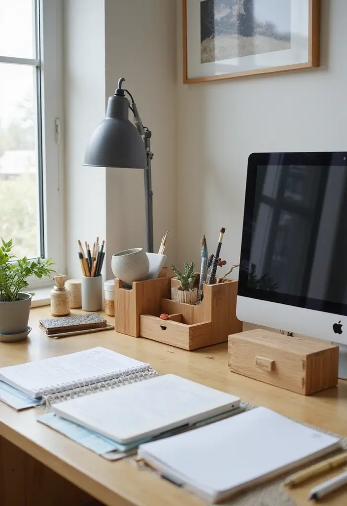 30 Cozy Office Decor Ideas for Fall/Winter Work Days - 7. Desk Organizers