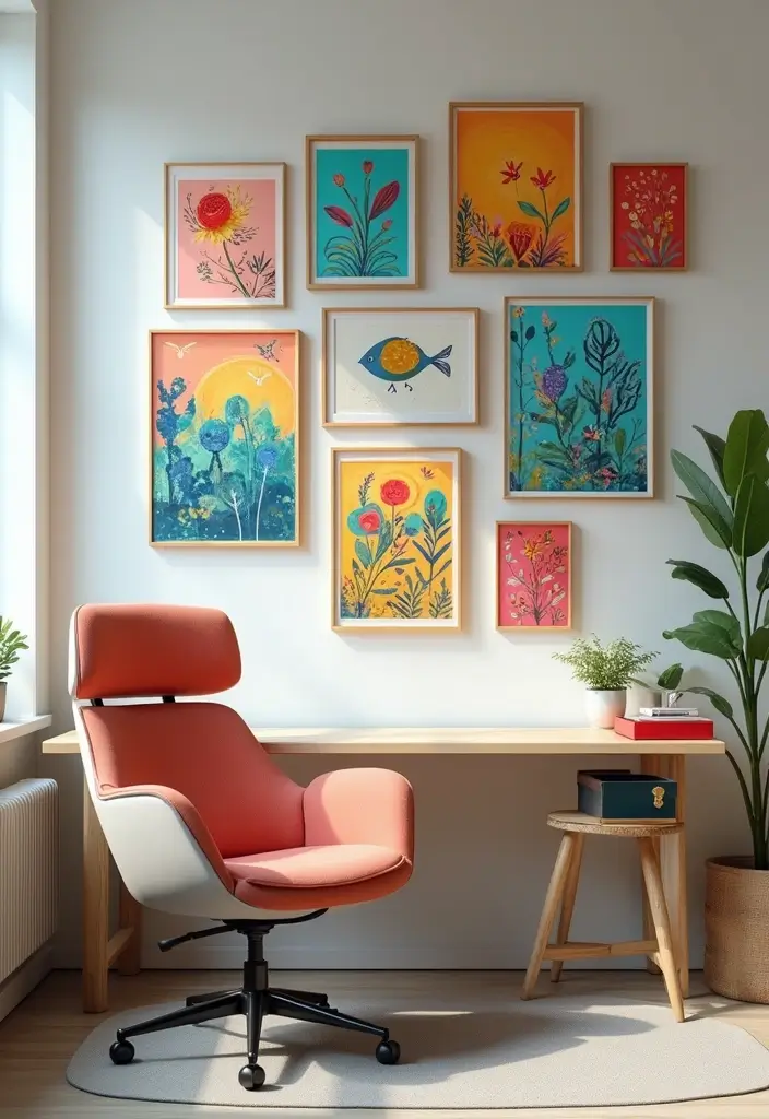 30 Cute Office Ideas You’ll Want to Copy Immediately - 1. Whimsical Wall Art