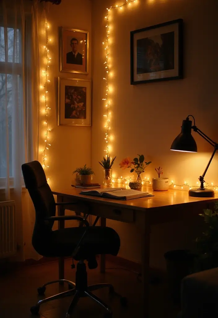 30 Cute Office Ideas You’ll Want to Copy Immediately - 10. Mood Lighting