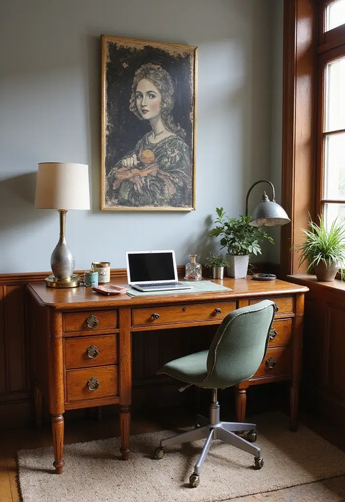 30 Cute Office Ideas You’ll Want to Copy Immediately - 16. Vintage Finds