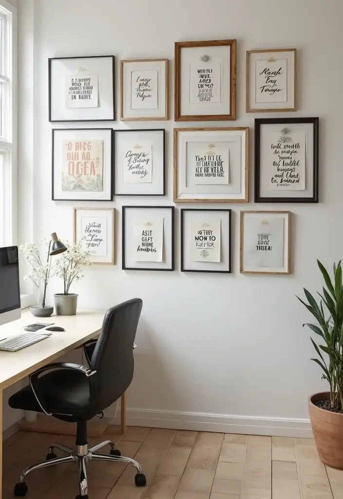 30 Cute Office Ideas You’ll Want to Copy Immediately - 17. Inspirational Quote Wall