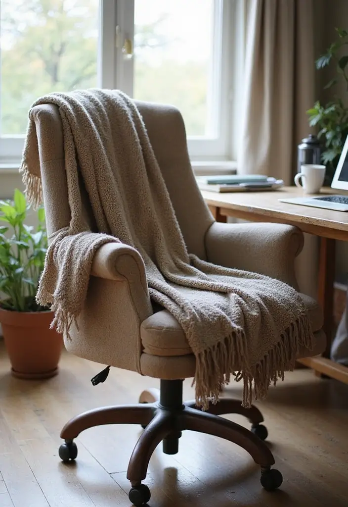 30 Cute Office Ideas You’ll Want to Copy Immediately - 18. Cozy Throw Blankets
