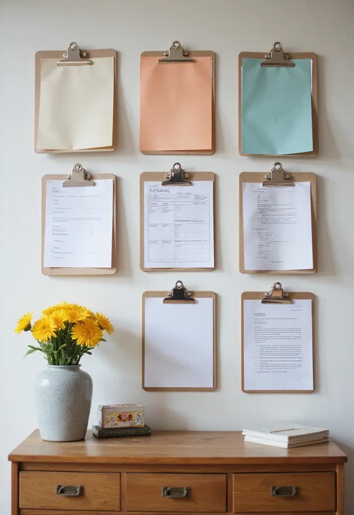 30 Cute Office Ideas You’ll Want to Copy Immediately - 26. Creative Clipboards