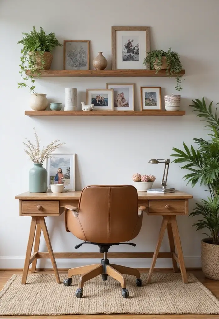 30 Earthy Office Decor Ideas for Grounded Spaces - 30. Personal Touches