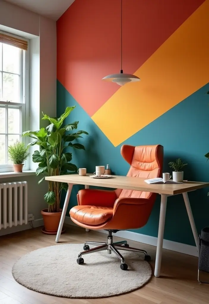 30 Eclectic Office Decor Ideas That Are Pure Personality - 15. Vibrant Accent Walls