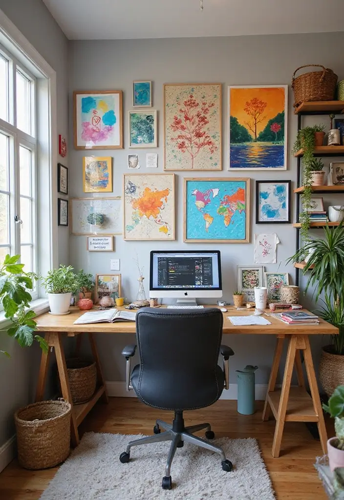 30 Eclectic Office Decor Ideas That Are Pure Personality - 19. DIY Art Projects