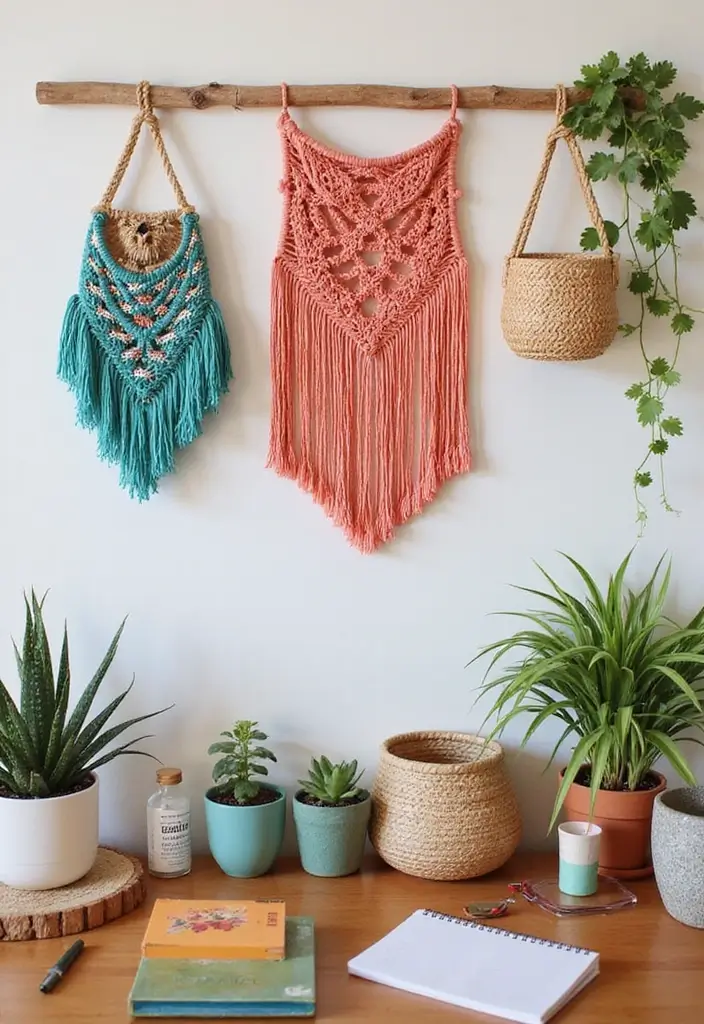 30 Eclectic Office Decor Ideas That Are Pure Personality - 2. Boho-Chic Desk Accessories