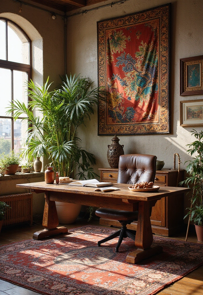30 Eclectic Office Decor Ideas That Are Pure Personality - 23. Fusion of Cultures