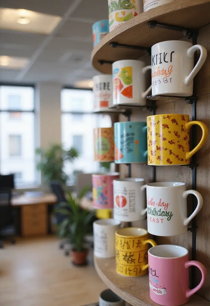30 Eclectic Office Decor Ideas That Are Pure Personality - 25. Personalized Mugs