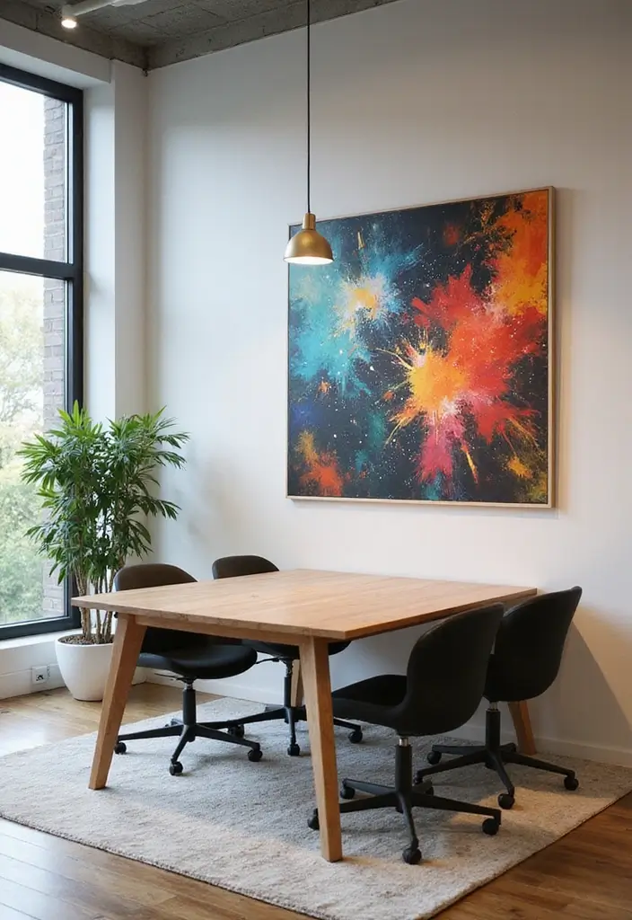 30 Eclectic Office Decor Ideas That Are Pure Personality - 27. Statement Art Pieces