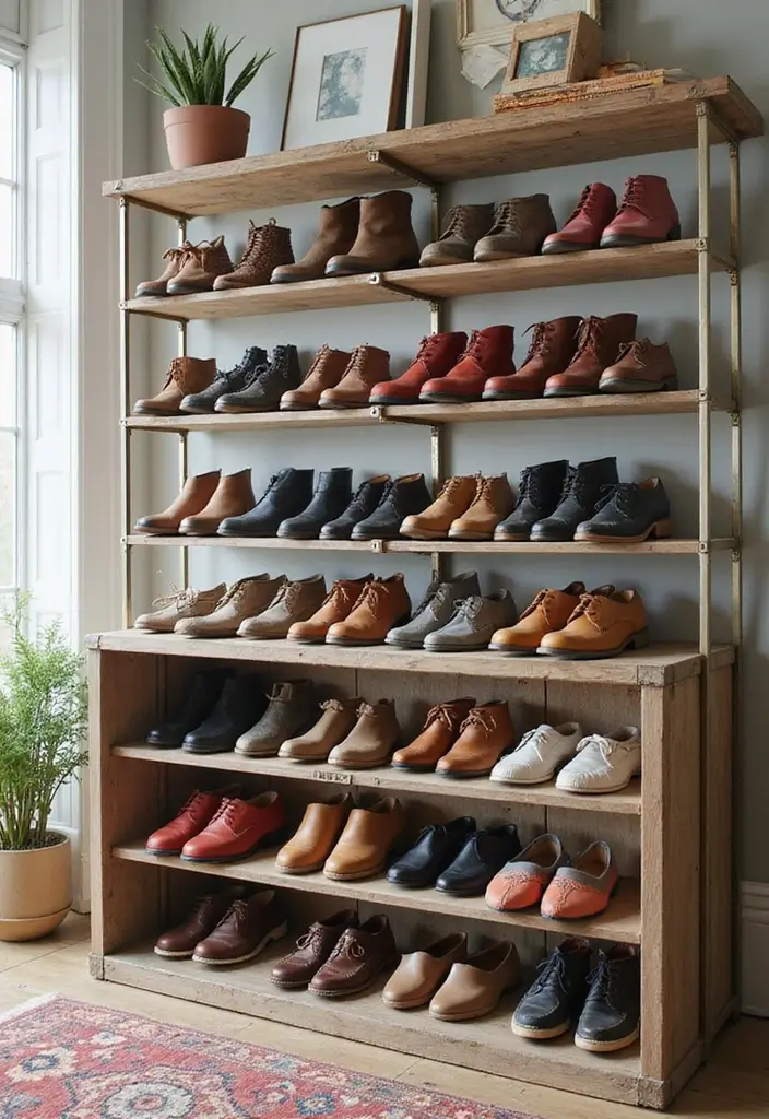 30 Eclectic Office Decor Ideas That Are Pure Personality - 29. Comfortable Footwear Display