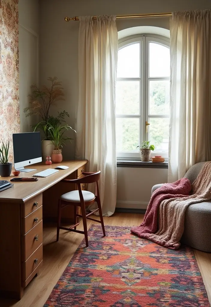 30 Eclectic Office Decor Ideas That Are Pure Personality - 5. Layered Textures