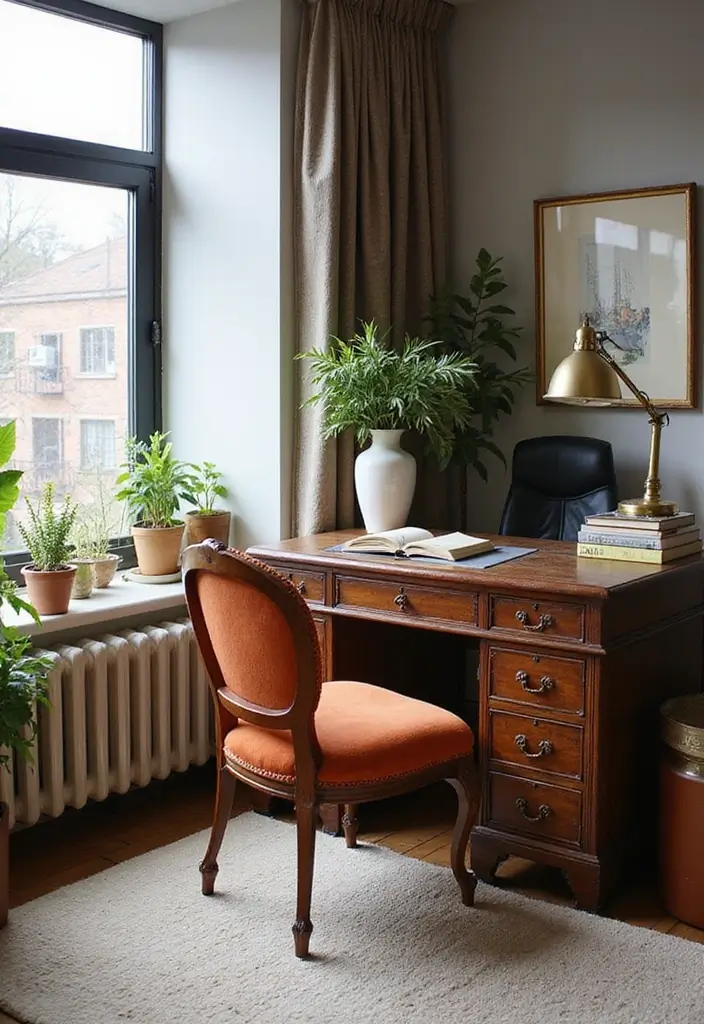 30 Fancy Office Design Ideas That Look Super Expensive - 11. Vintage Finds