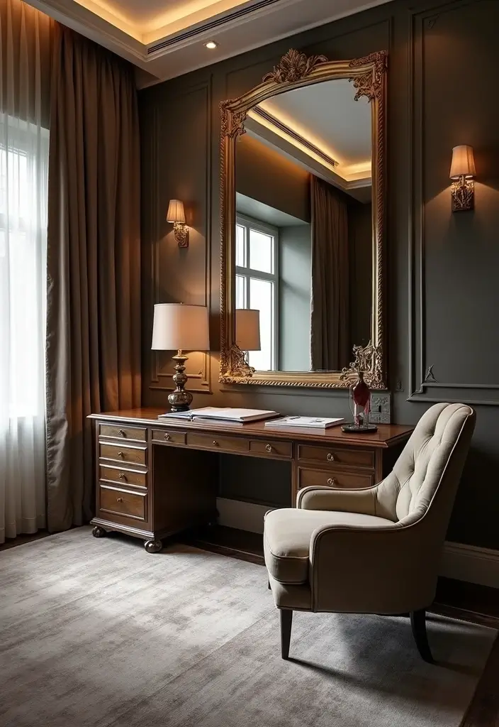 30 Fancy Office Design Ideas That Look Super Expensive - 19. Incorporating Mirrors