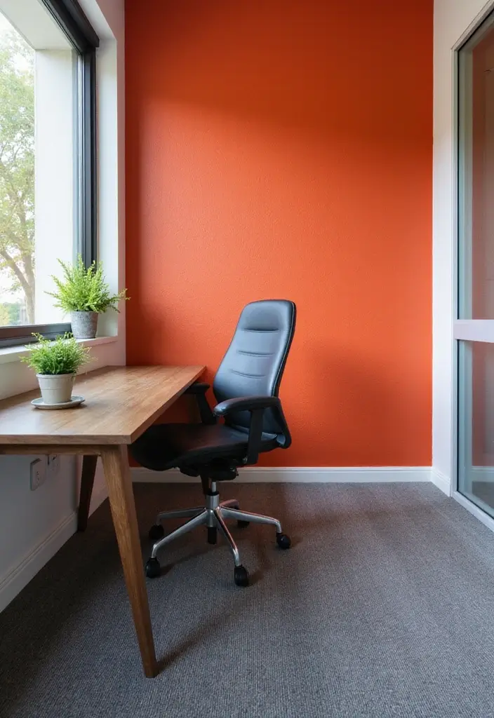 30 Fancy Office Design Ideas That Look Super Expensive - 21. Vibrant Accent Walls